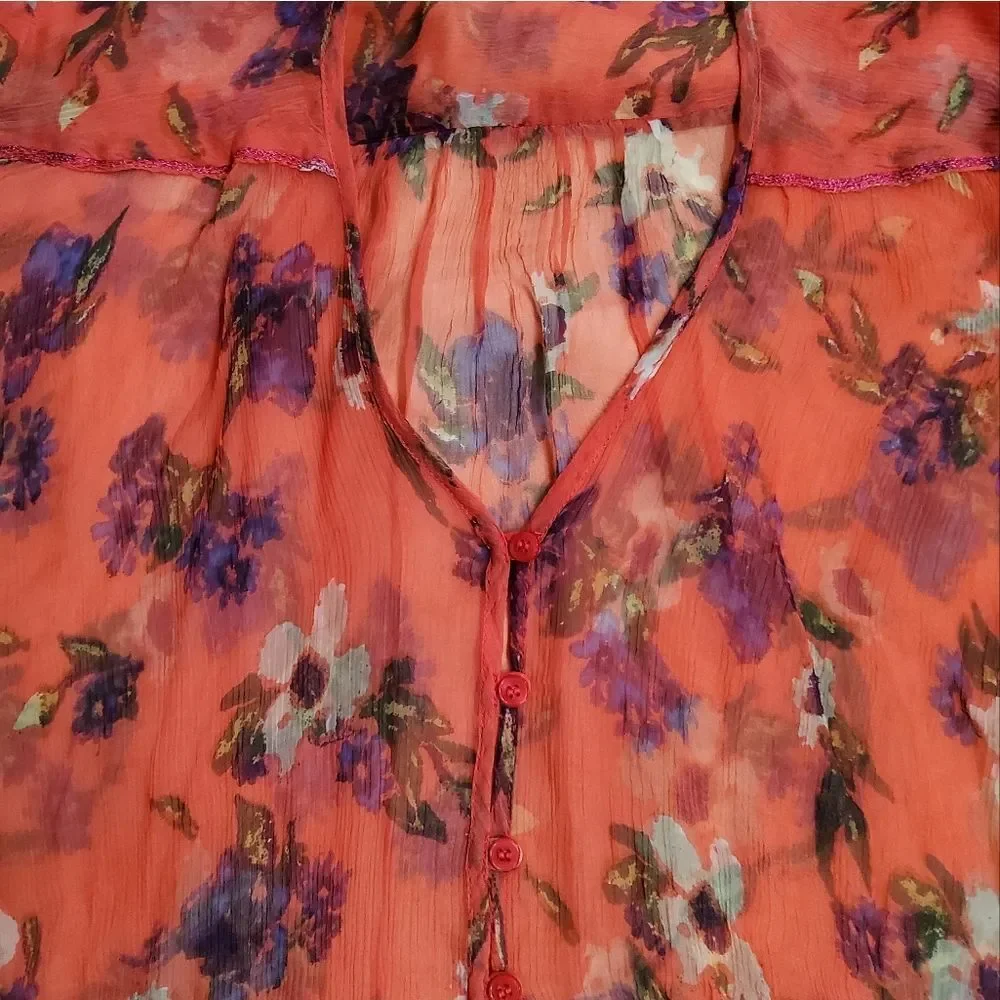 Free People Cheer Chiffon Katomi Cardigan Size L